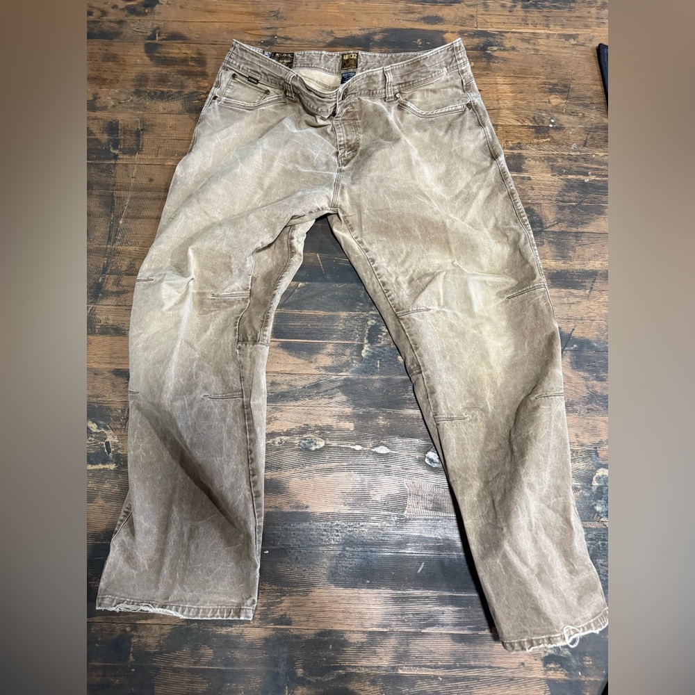 KUHL Crag Series Rebel Pants Men 40X32 Brown Rugged Outdoor Hiking Patina Dye